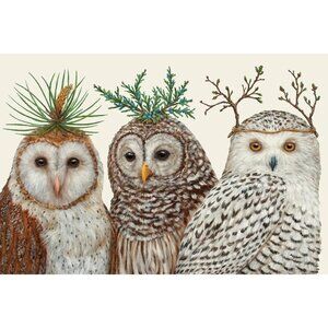Hester & Cook Vicki Sawyer Winter Owls 24 Paper Placemats  NWT